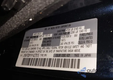 2021 Mazda Cx-5 Grand Touring z USA, uszkodzony, nr VIN JM3KFBDM1M1427615